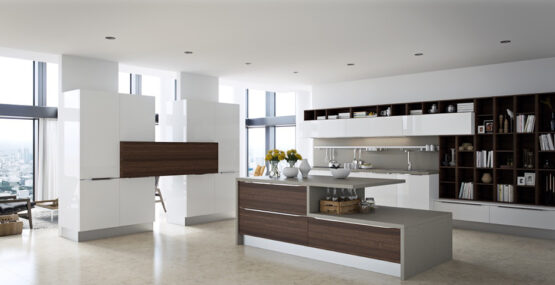 11 ý tưởng cho không gian bếp với màu trắng và vân gỗ